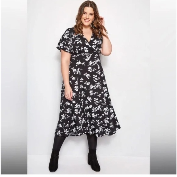 Eliza J Dresses & Skirts - Eliza J Faux Wrap Floral Midi Dress